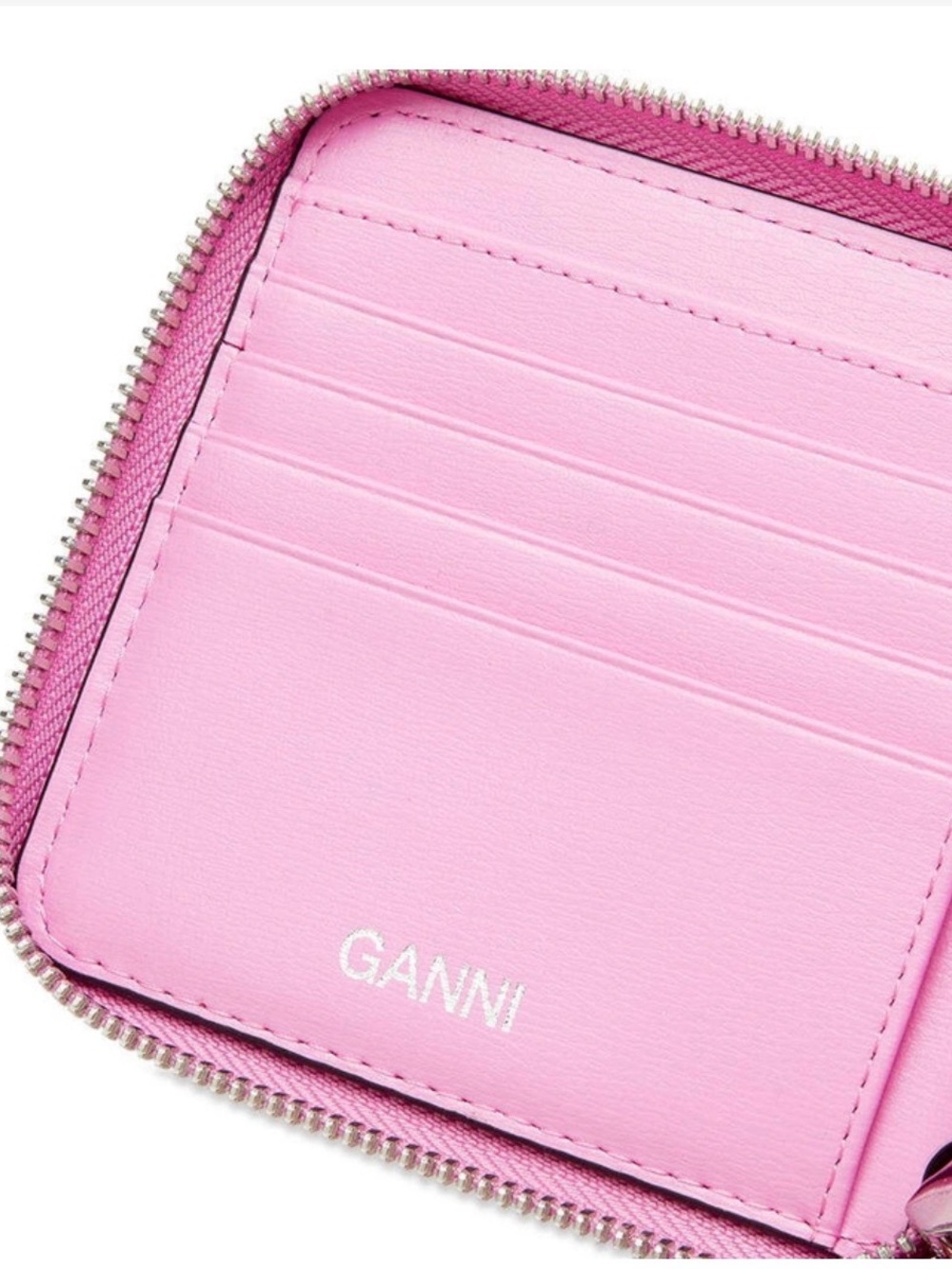 GANNI Red & Pink Zip Around Wallet - Picture 3 of 15